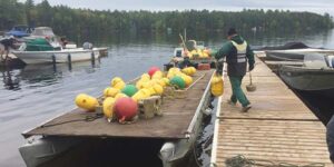 barge with buoys