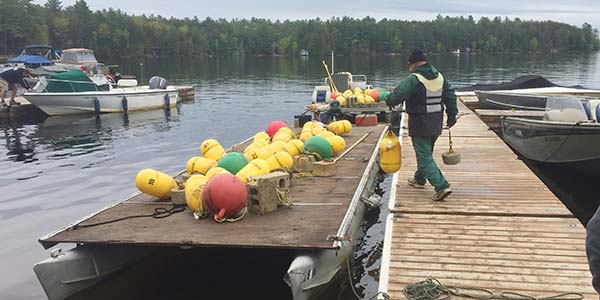 barge with buoys